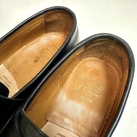 GOOD Grant Stone x J. Crew Ludlow Penny Loafer Bench Made Black Leather 8.5 D - Picture 8 of 13